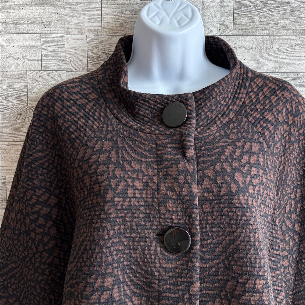 Brown Jacket Blazer Vintage Patterned Button 3/4 … - image 2